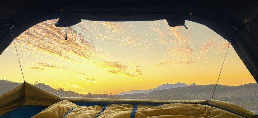Canvas tent at Pmara Arntwere overlooking the ranges